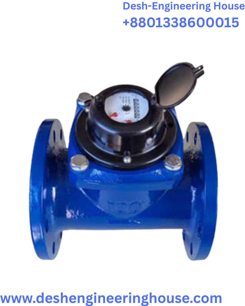 Six-inch analog water flow meter.
